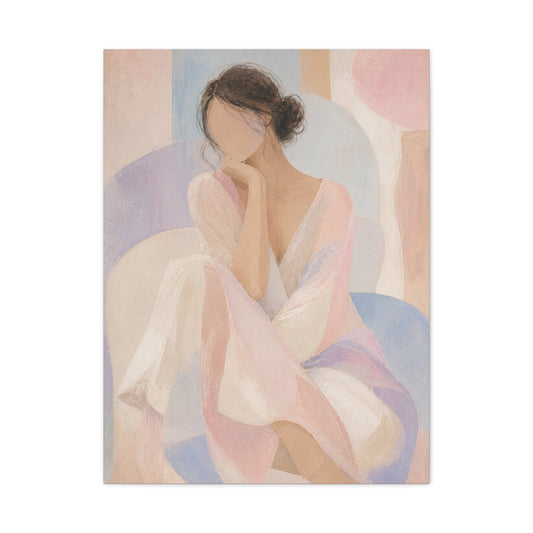 Seated Figure in Pastel Tones Wall Art & Canvas Print