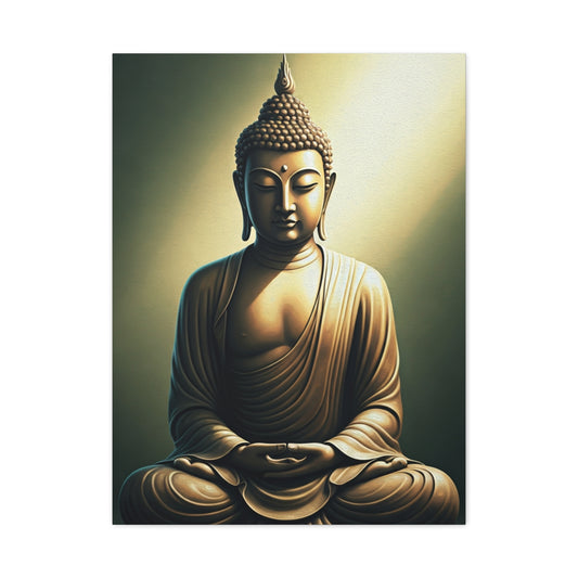 Golden Harmony Buddha Meditation Portrait Wall Art & Canvas Prints