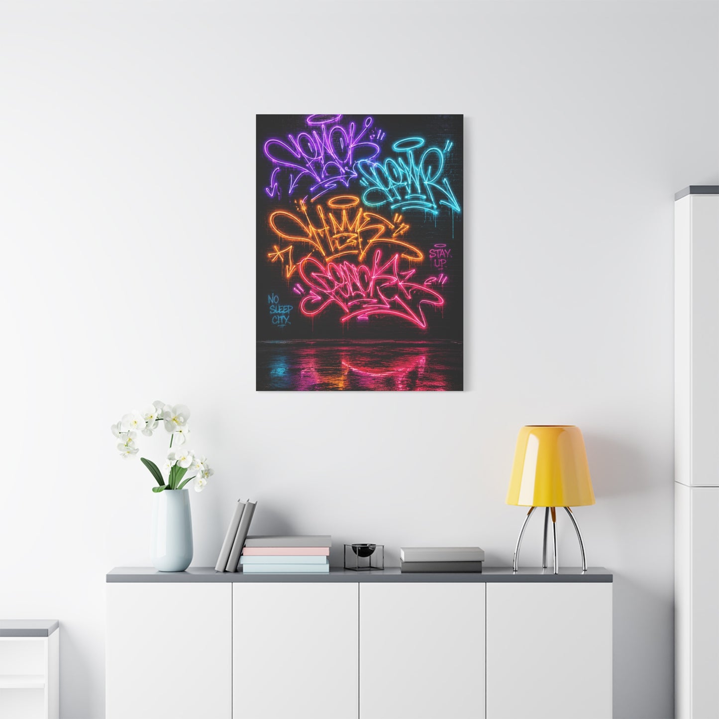 Neon Graffiti Tags Urban Glow Street Wall Art & Canvas Print