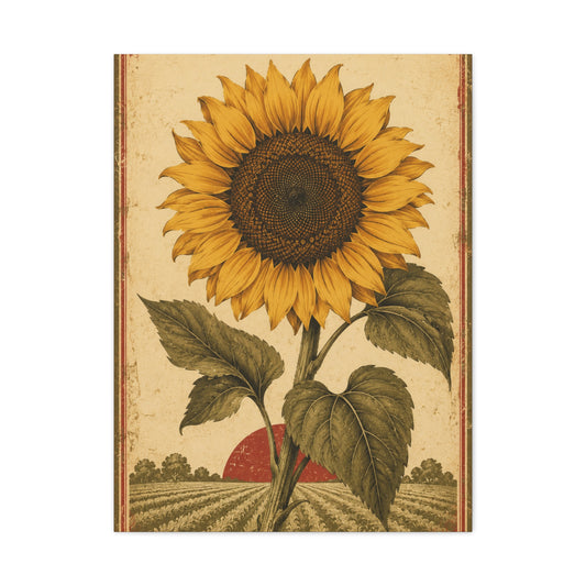 Heritage Field Sunflower Illustration Wall Art & Canvas Print