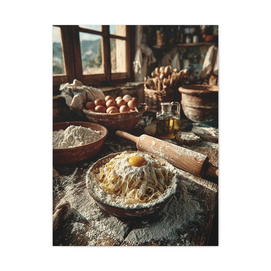 Homemade Pasta Rustic Kitchen Prep Wall Art & Canvas Print