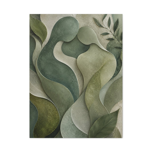 Biophilic Jade Embrace Abstract Wall Art & Canvas Print