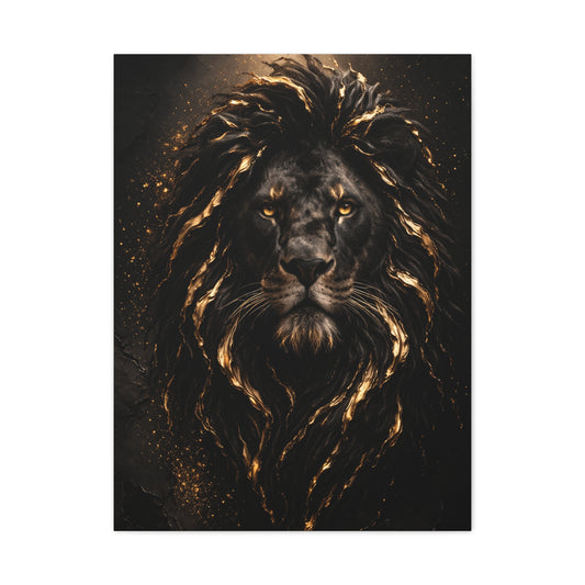 Black & Gold Lion Royal Portrait Wall Art & Canvas Print