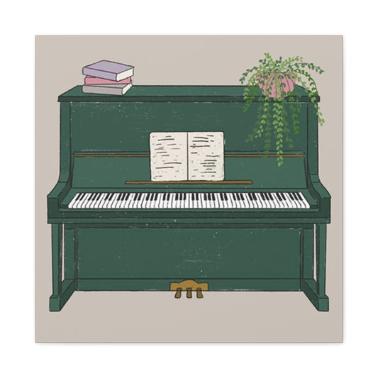 Green Piano Drawing Wall Art & Canvas Prints