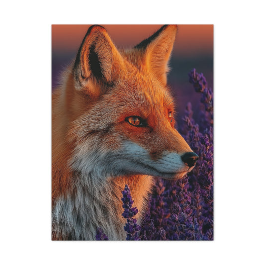 Lavender Field Fox Sunrise Wall Art & Canvas Print