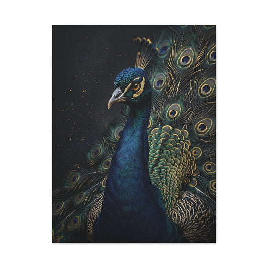 Dark Luxury Peacock Portrait Wall Art & Canvas Print