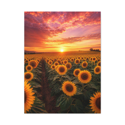 Golden Horizon Sunflower Field Wall Art & Canvas Print