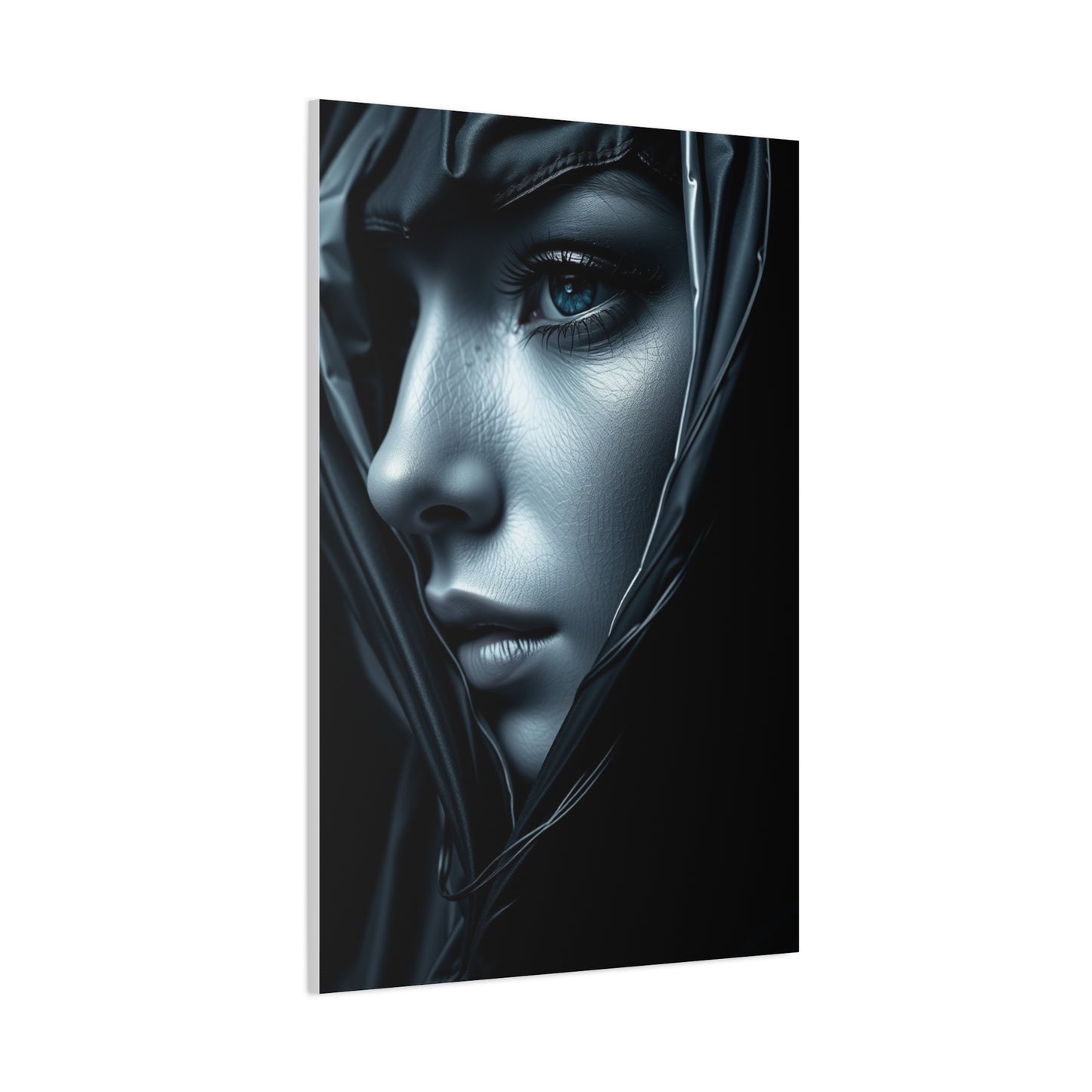Vision Black, White & Blue Art Art Wall Art & Canvas Print