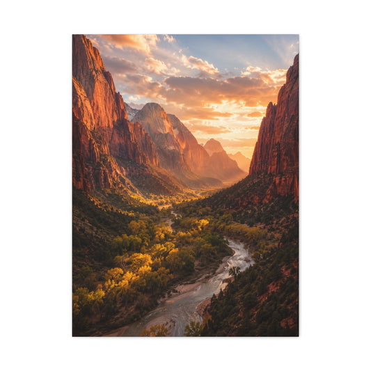 Zion Canyon Sunset Vista Southwest Wall Art & Canvas Print