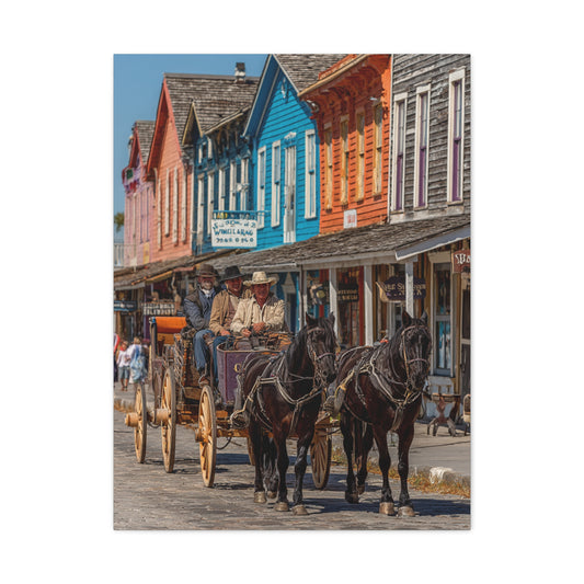 Frontier Stagecoach Arrival Wall Art & Canvas Print