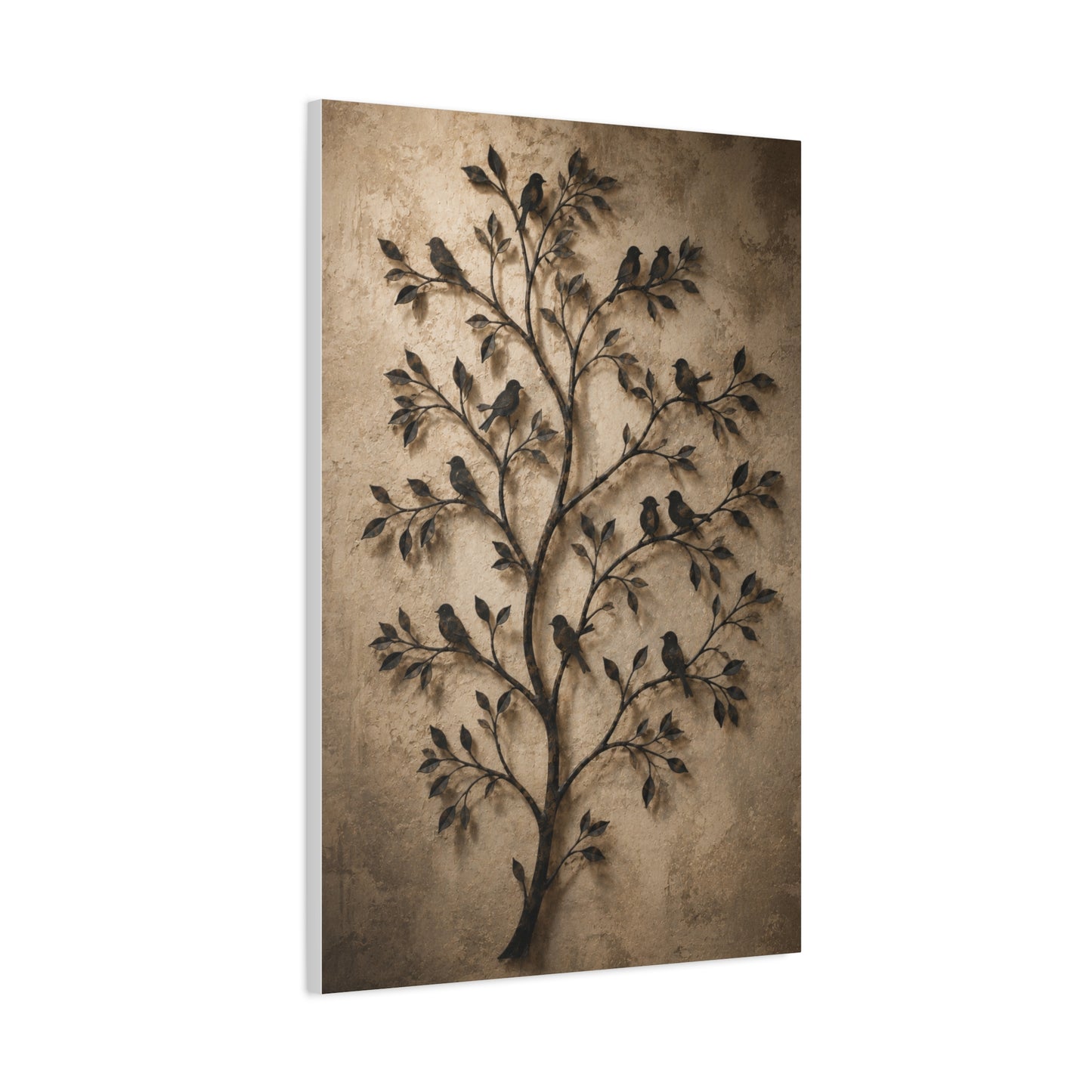 Minimal Metal Branch Birds Silhouette Trees Wall Art & Canvas Print