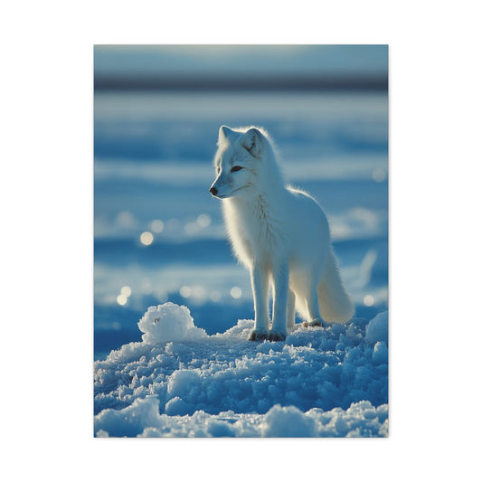 Arctic Fox Snow Minimal Portrait Wall Art & Canvas Print