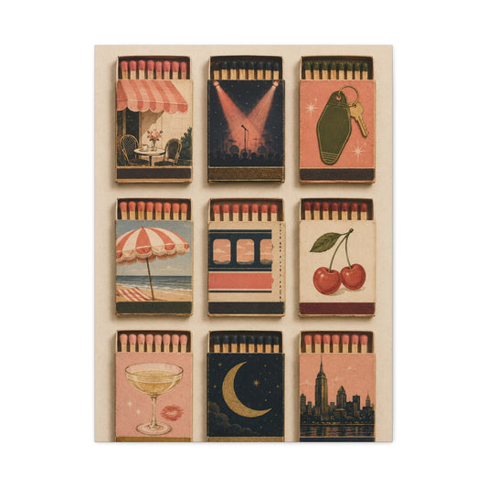 Retro Matchbox Romance Display Wall Art & Canvas Print
