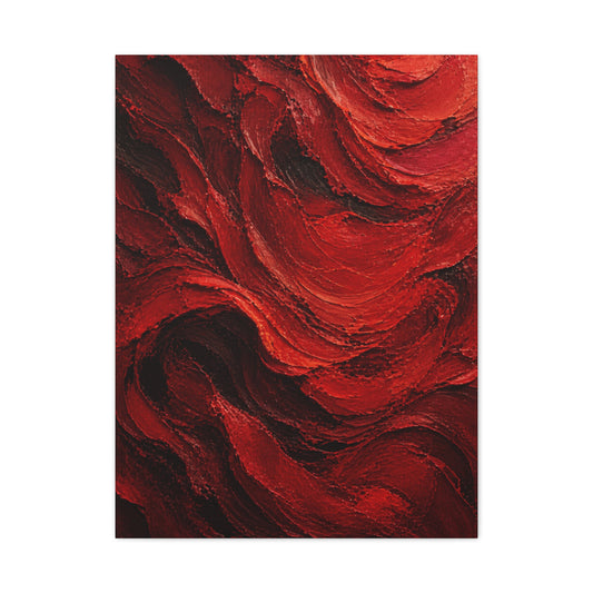 Crimson Wave Impasto Texture Wall Art & Canvas Print