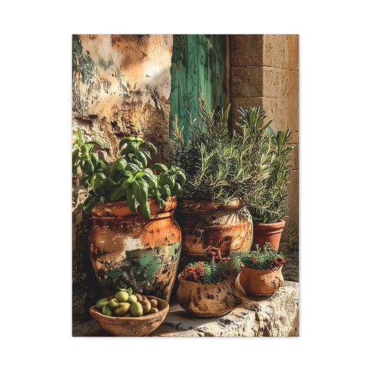 Mediterranean Herb Garden Still Life Wall Art & Canvas Print