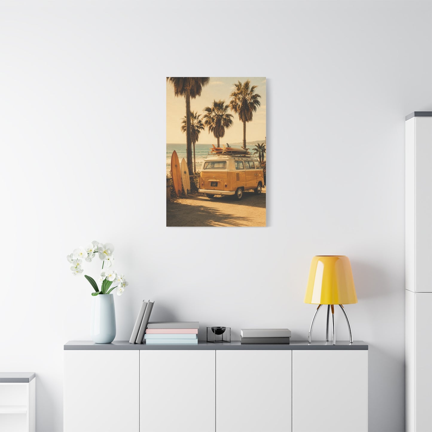 Vintage Coastal Surf Van Nostalgia Scene Wall Art & Canvas Print