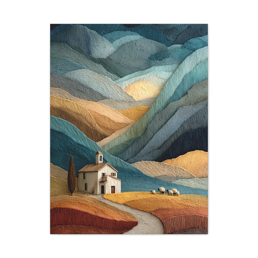 Abstract Farmhouse Landscape Composition Wall Art & Canvas Print
