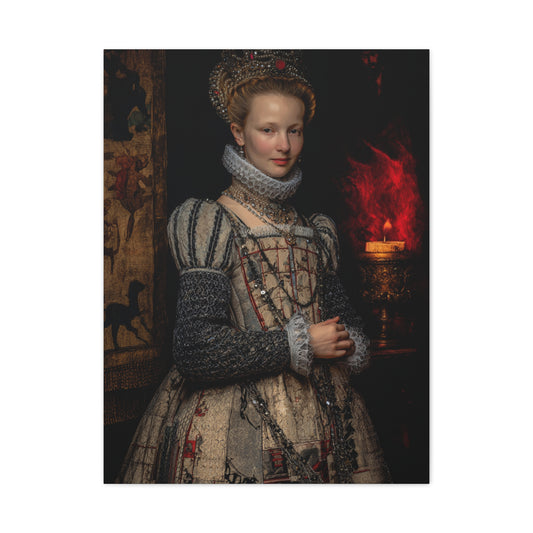 Renaissance Queen in Candlelit Court Portrait Wall Art & Canvas Print