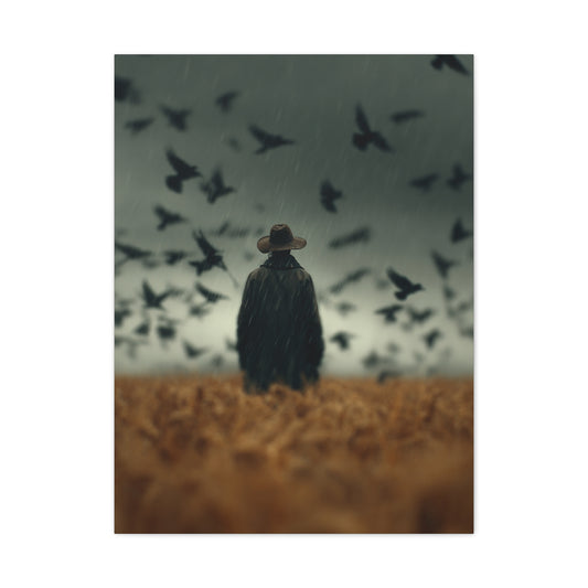 Scarecrow and Crows Autumn Field Wall Art & Canvas Print