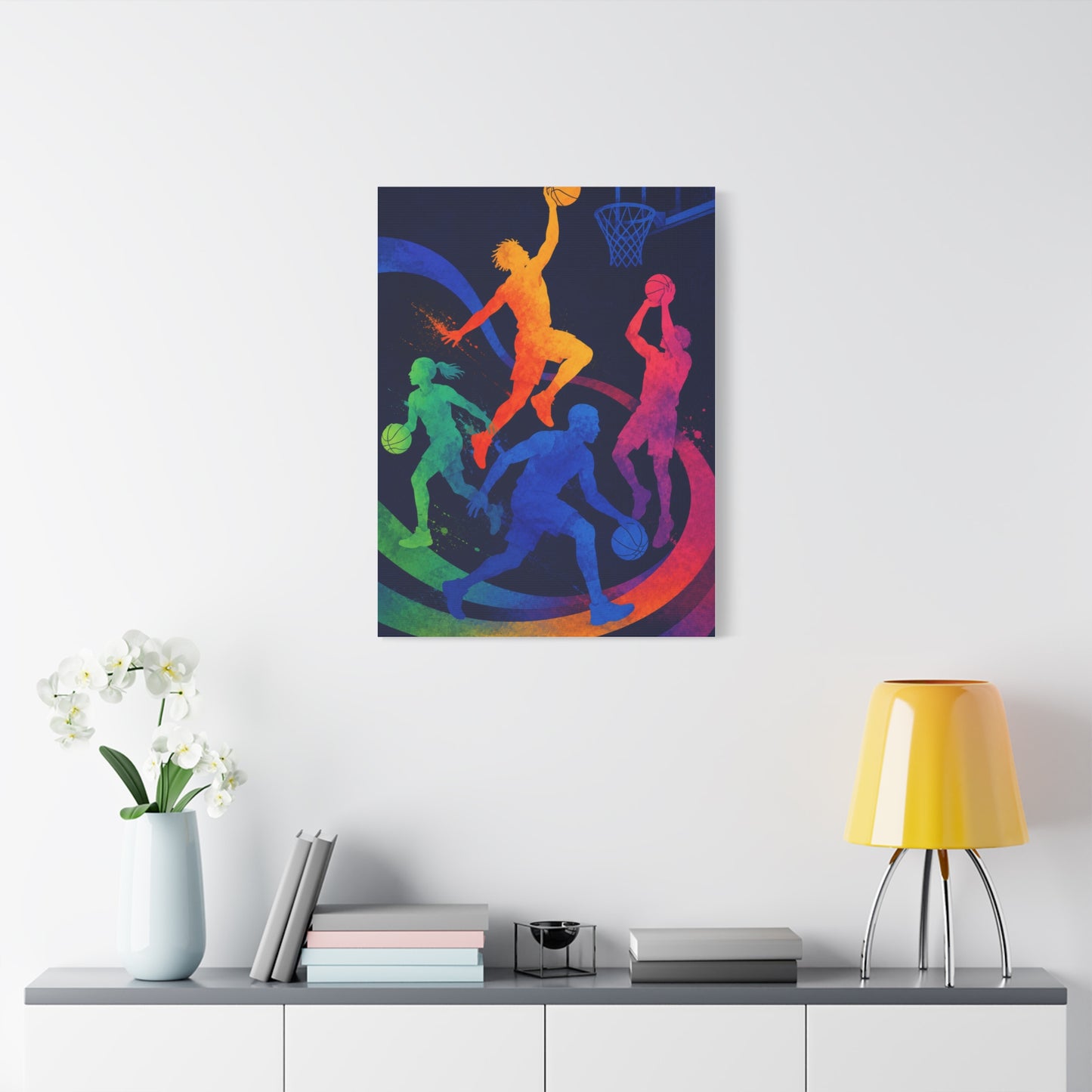 Rainbow Basketball Motion Sports Wall Art & Canvas Print