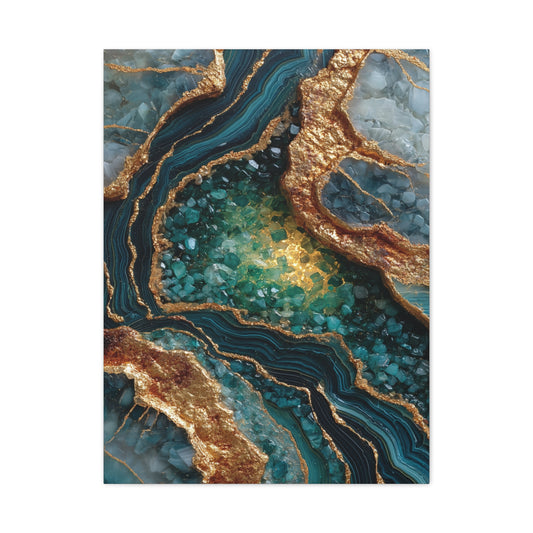 Emerald Gold Geode Abstract Wall Art & Canvas Print