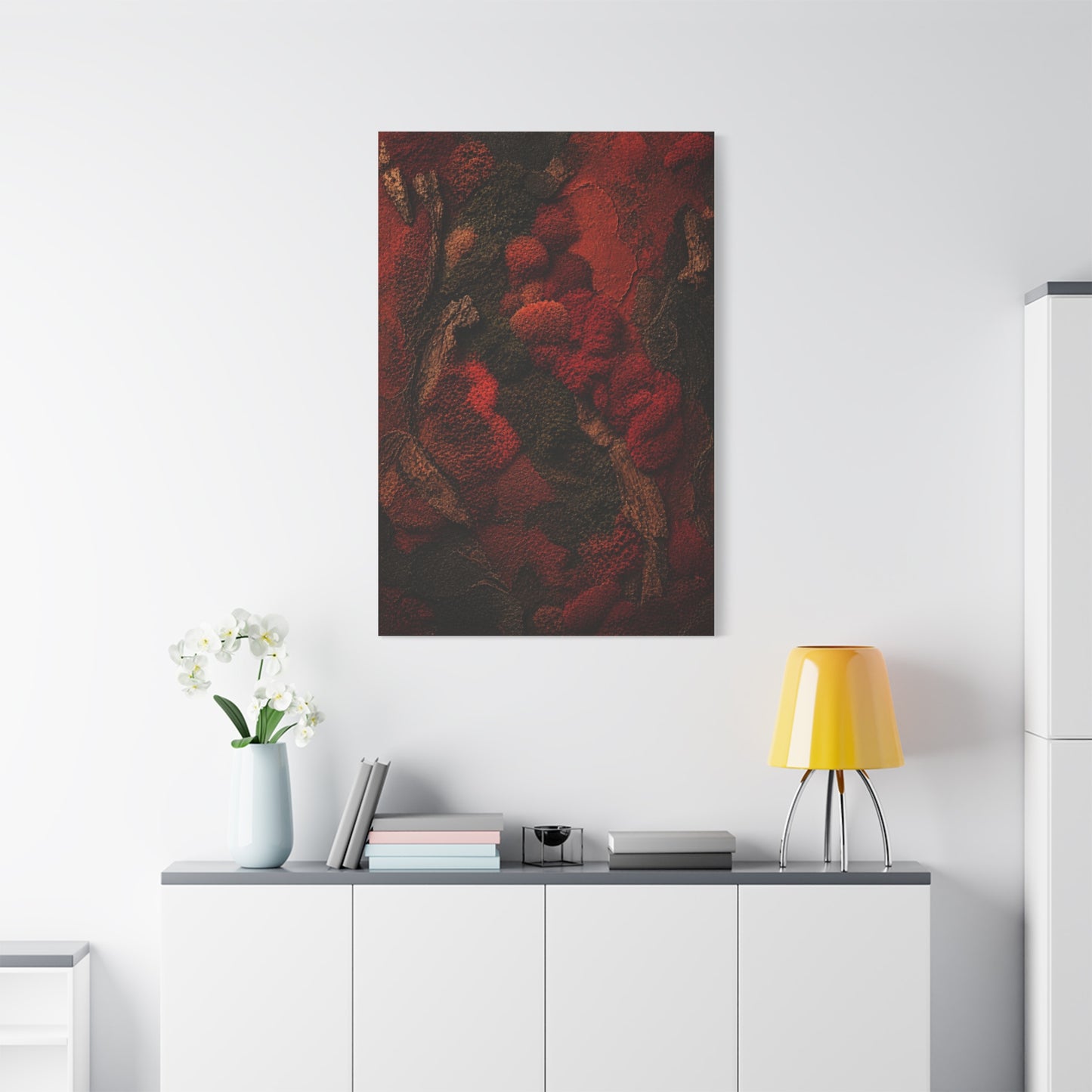 Biophilic Red Moss Texture Wall Art & Canvas Print