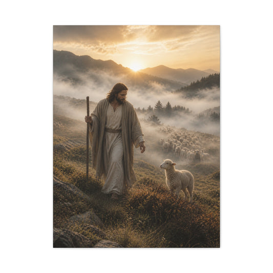 The Good Shepherd with Lamb Wall Art & Canvas Print