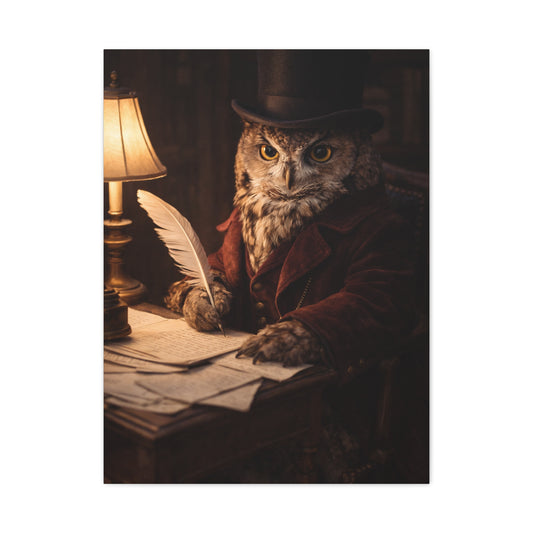 Gentleman Scholar Owl Portrait Wall Art & Canvas Print