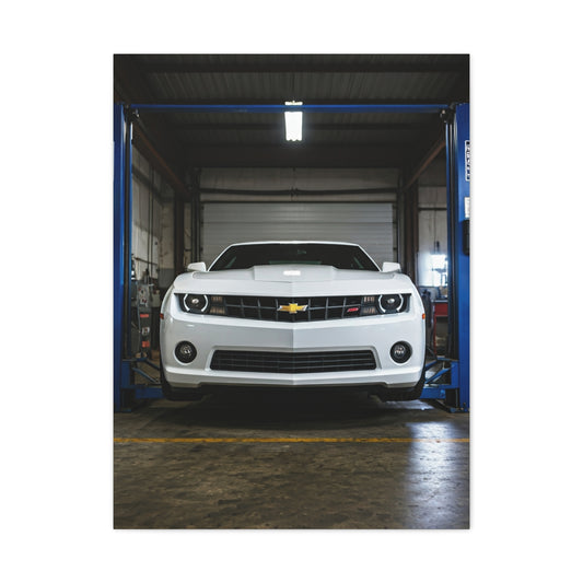 Chevrolet Camaro SS Hydraulic Lift Workshop Scene Wall Art & Canvas Prints