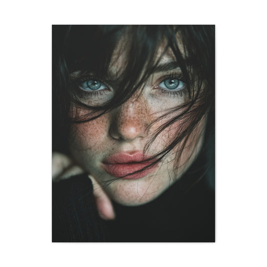 Wind-Swept Freckled Muse Portrait Wall Art & Canvas Print