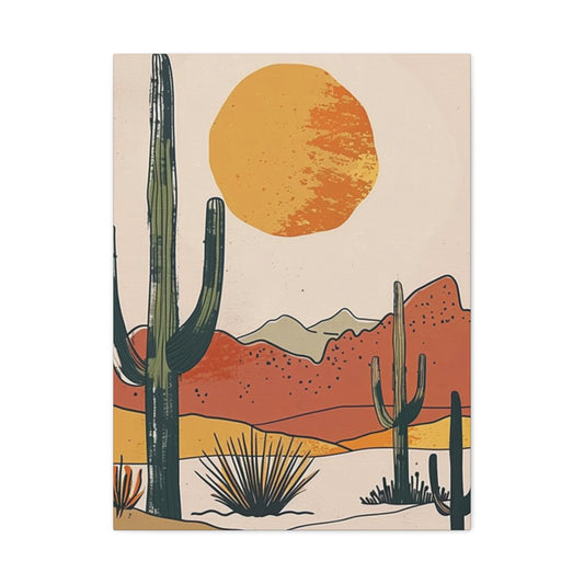 Arizona Cactus Mountain Drawing Wall Art & Canvas Prints