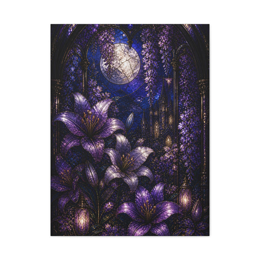 Stained Glass Violet Cathedral Garden Wall Art & Canvas Print