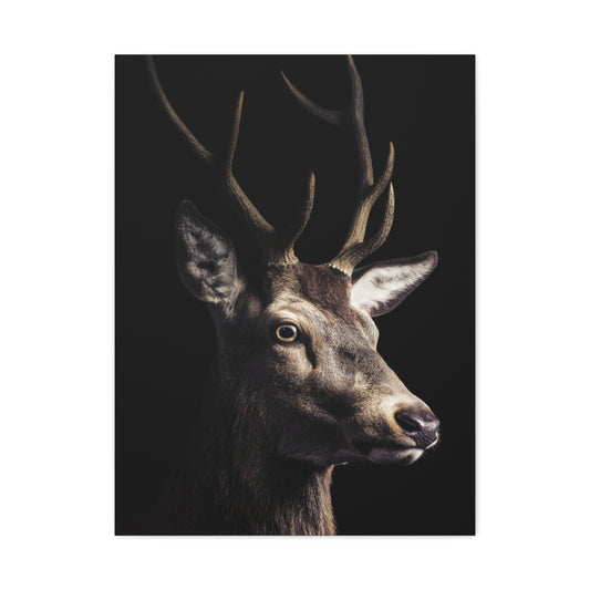 Shadowed Stag Minimal Portrait Wall Art & Canvas Print
