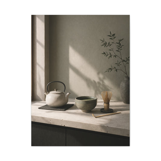 Japandi Tea Kitchen Minimal Still Life Wall Art & Canvas Print