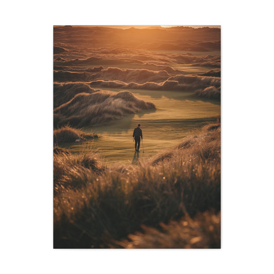 Scottish Links Golfer Sunrise Wall Art & Canvas Print