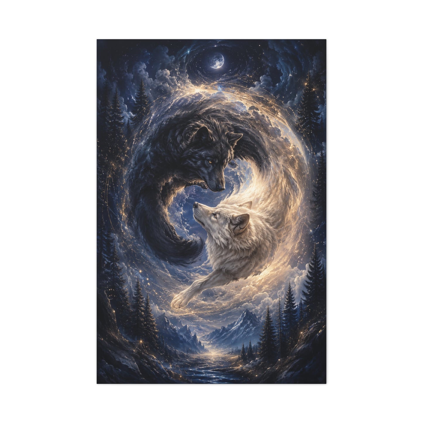 Celestial Wolf Pair Energy Vortex Wall Art & Canvas Print