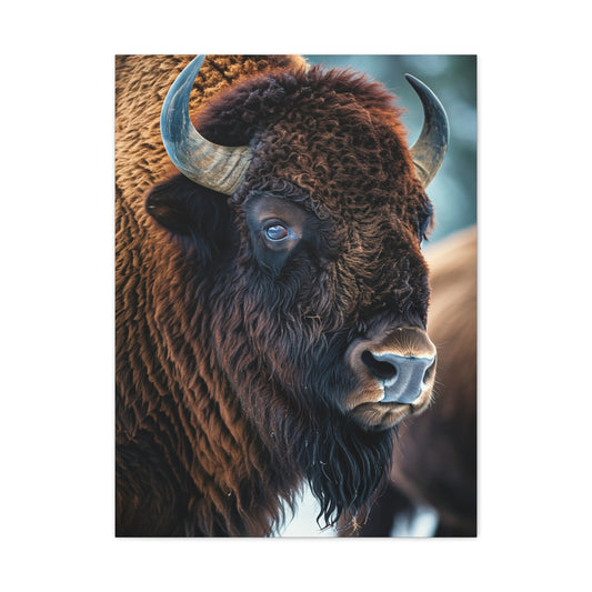 Three-Quarter Angle American Bison with Soft Natural Backdrop Wall Art & Canvas Print