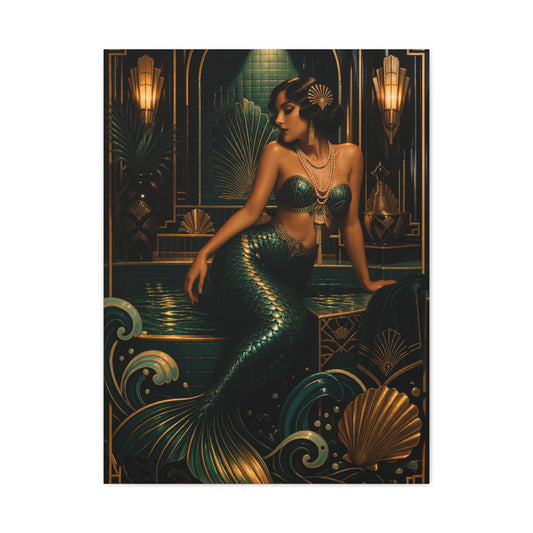 Art Deco Emerald Mermaid Luxe Wall Art & Canvas Print