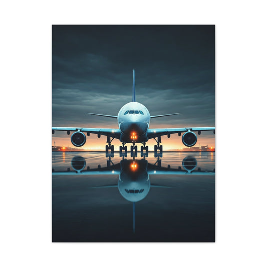 Runway Jet Reflection Wall Art & Canvas Prints