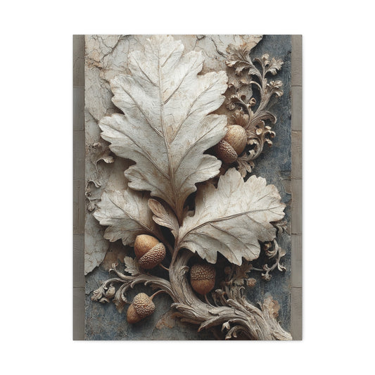 Autumn Oak Leaf Bas-Relief Wall Art & Canvas Print