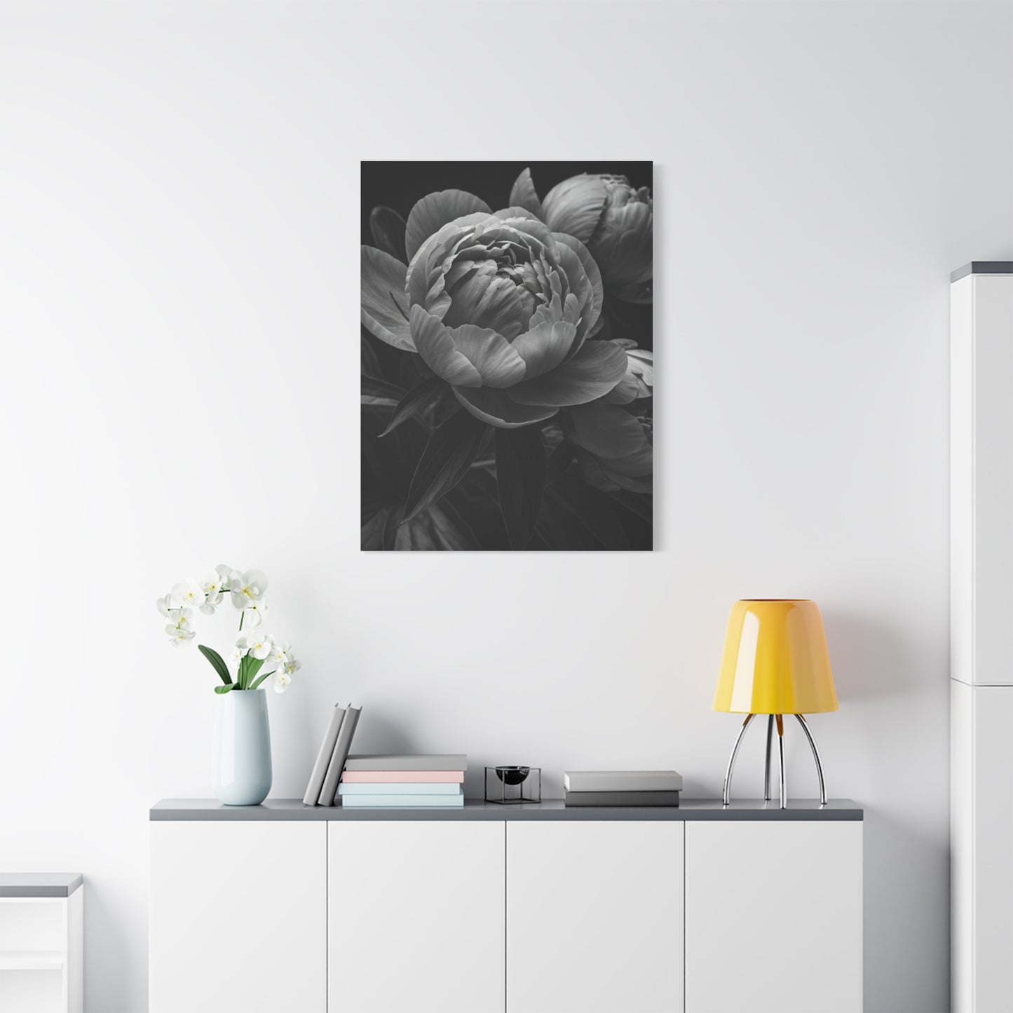 Peony Close-Up in Black and White Wall Art & Canvas Prints