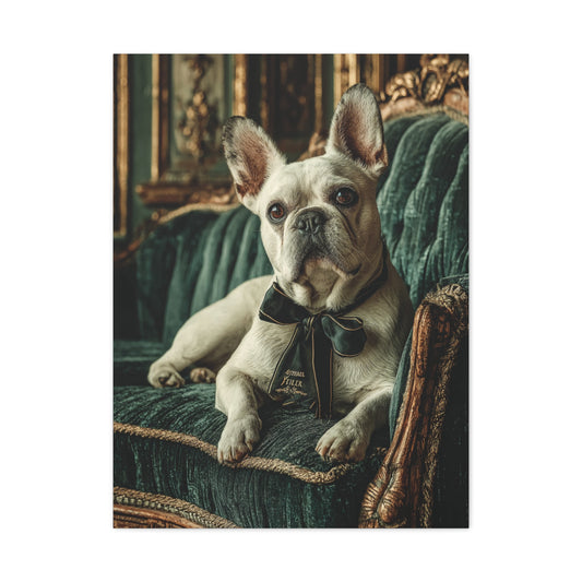 French Bulldog Velvet Sofa Portrait Wall Art & Canvas Print