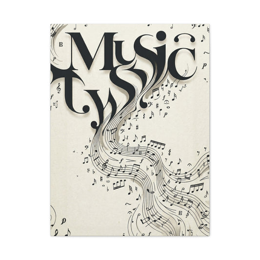 Flowing Typography Music Composition Wall Art & Canvas Print