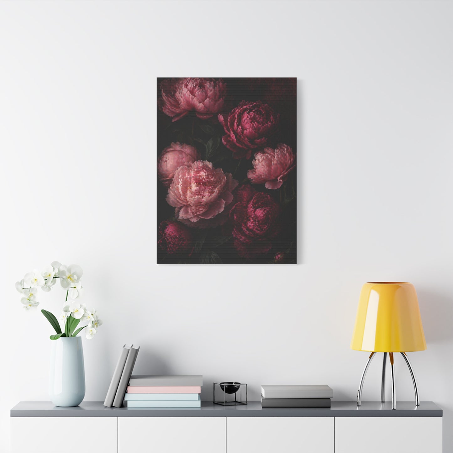 Dark Peony Floral Pink Wall Art & Canvas Print