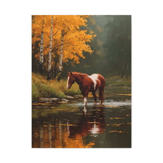 Painted Autumn Horse Landscape Wall Art & Canvas Print