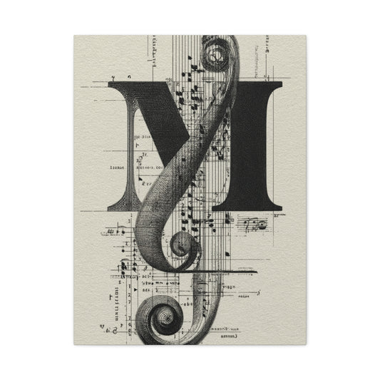 Musical Serif Monogram Illustration Wall Art & Canvas Print