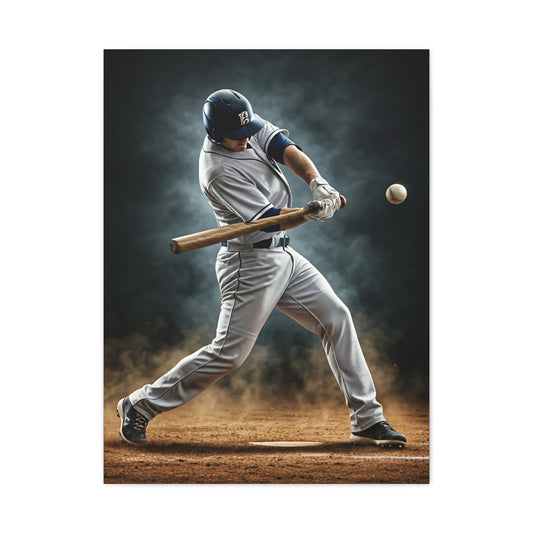 Spotlight Baseball Swing Impact Wall Art & Canvas Prints
