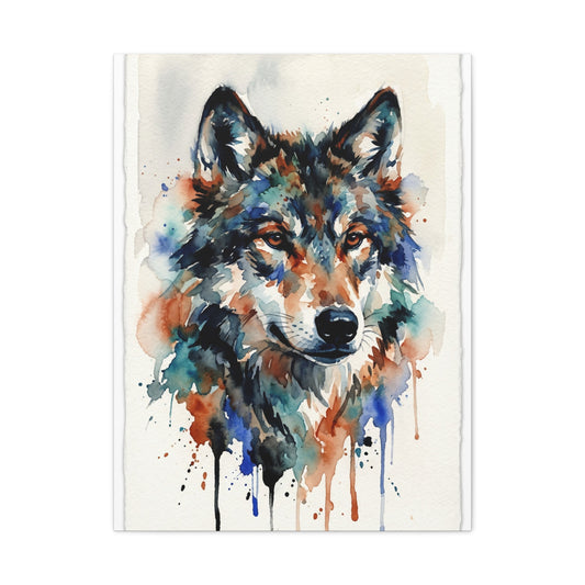 Watercolor Expression Wolf Portrait Abstract Wall Art & Canvas Print