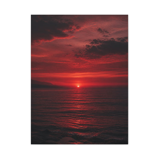 Crimson Sunset Seascape Wall Art & Canvas Print