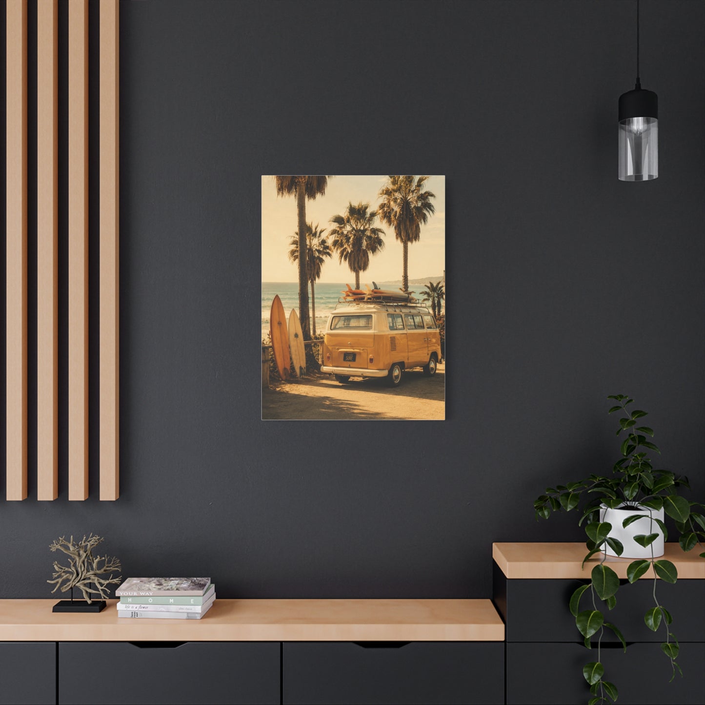 Vintage Coastal Surf Van Nostalgia Scene Wall Art & Canvas Print